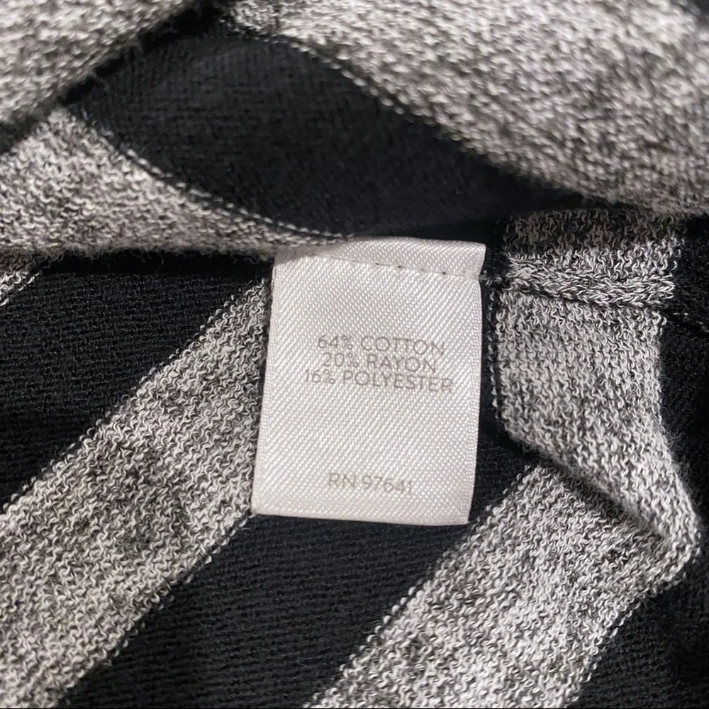J. Jill | Striped Long Cardigan Sweater Button Front Gray Black Size S Petite